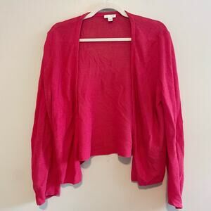 J Jill Size S Red Linen Blend Cardigan Lightweight Long Sleeves